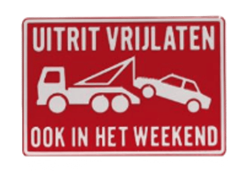 Tekst en Pictogram bord: Uitrit Vrijlaten