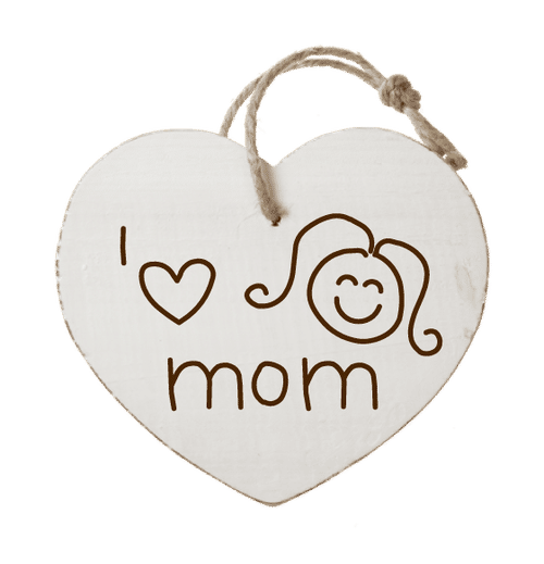 Houten hartenwens: I love mom