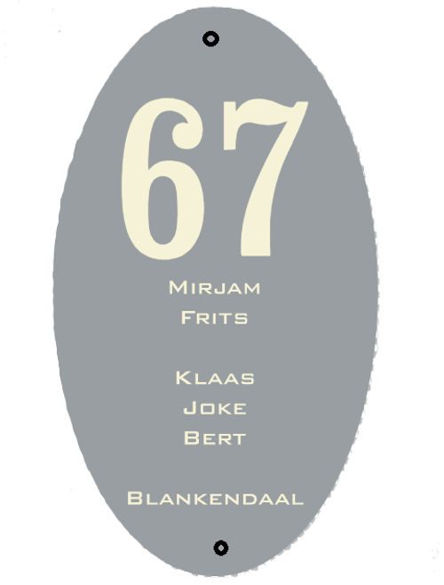 Leuk naambordje emaille 20 x 35 cm
