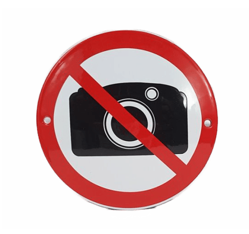 Emaille Verbodsbord : Camera Verboden | Geen foto's maken