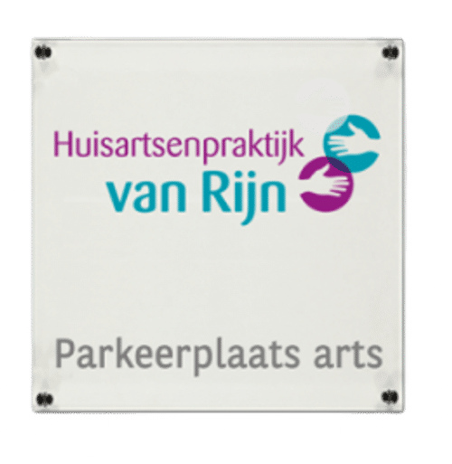 Bedrijfsborden Plexiglas | Eigen logo enof tekst | Vierkant | Incl luxe RVS Dopjes