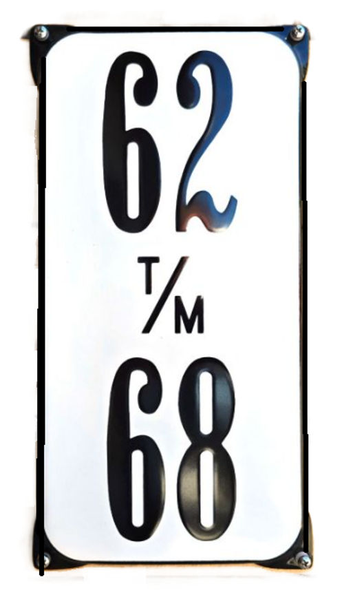 Emaille nummerbord  portiekwoning