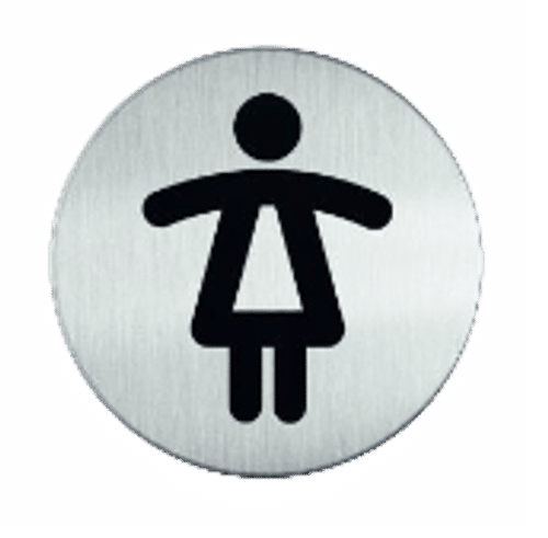 Pictogram Dames Toilet | RVS | Opdruk zwart | Lasertechniek | Zelfklevend