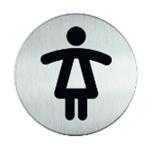 Pictogram Dames Toilet | RVS | Opdruk zwart | Lasertechniek | Zelfklevend