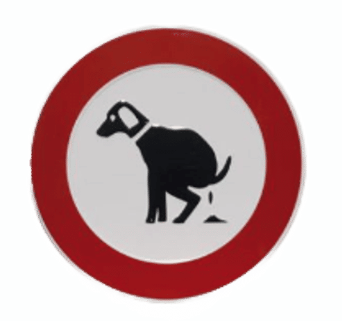 Pictogrammen Verboden te Poepen voor Honden | Geperst Aluminium | 3 Modellen