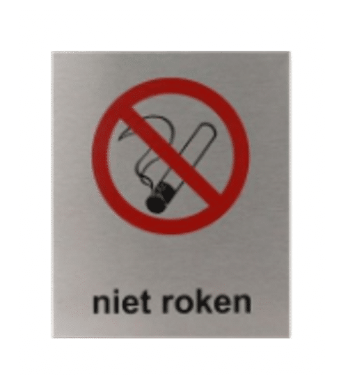 Pictogram Niet Roken | Aluminium RVS Look | Zelfklevend