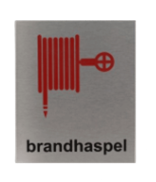 Pictogram Brandhaspel | Aluminium RVS Look | Zelfklevend