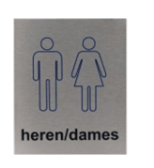 Pictogram Heren/Dames | Aluminium RVS Look | Zelfklevend