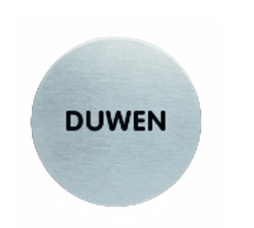 RVS rond pictogram tekst Duwen | Opdruk zwart | Lasertechniek | Zelfklevend