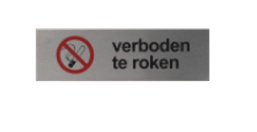 Verboden te Roken Aluminium deurbordje | Tekst/Pictogram | Zelfklevend