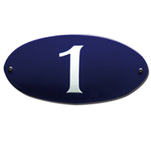 Ovale huisnummerbord geëmailleerd