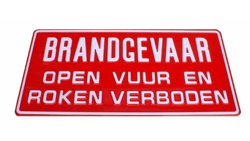 Brandgevaar Open Vuur en Roken Verboden | Geperst Aluminium