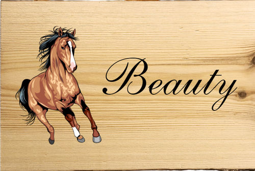 Naamplaatje Paard van hout