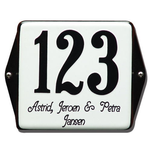 Emaille Huisnummerbord Oor Model met Familienaam