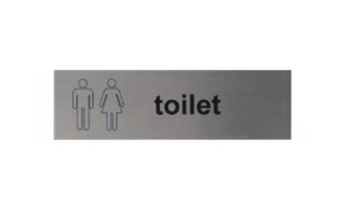 Zelfklevend Aluminium bordje | Tekst/Pictogram: Toilet Dames en Heren