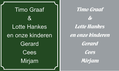 Tekstborden met persoonlijke tekst