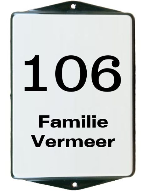 Emaille naamplaat Oor Model met Familienaam