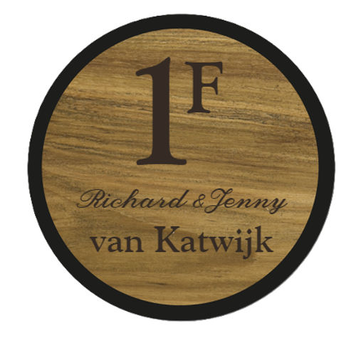 Teakhout rond naambord
