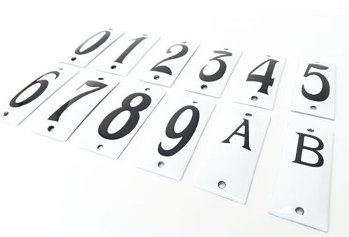 Koppelbaar huisnummerbordje Emaille