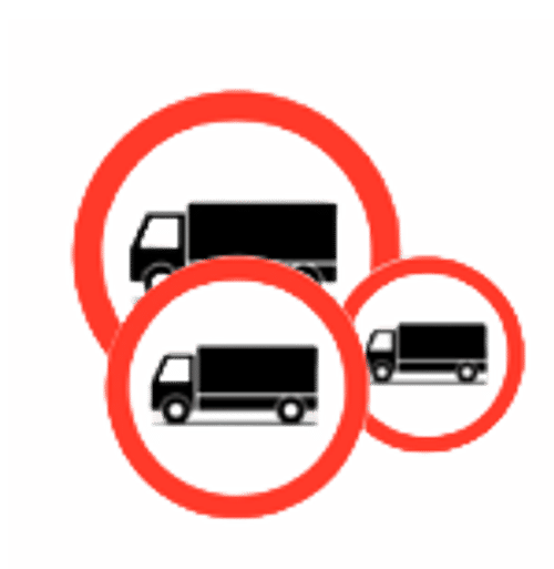 Pictogrammen Verboden voor Vrachtverkeer | Geperst Aluminium | 3 Modellen