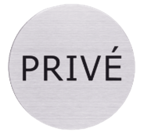 RVS pictogram Privé | Opdruk zwart | Lasertechniek | Zelfklevend