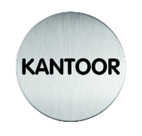 Pictogram naambord Kantoor | RVS | Opdruk zwart | Lasertechniek | Zelfklevend