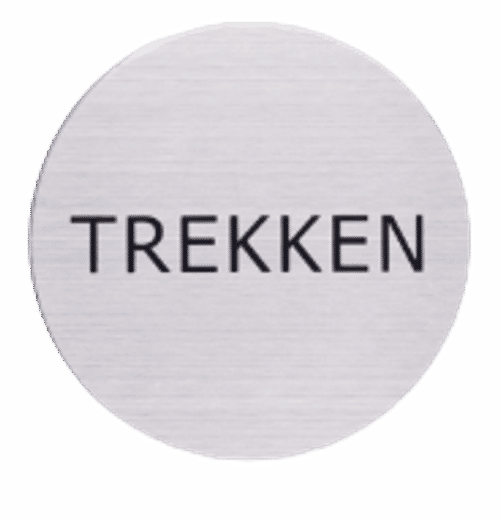 RVS pictogram Trekken | Opdruk zwart | Lasertechniek | Zelfklevend