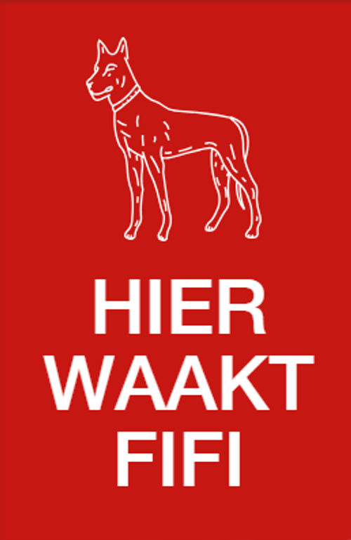 Kunststof naambord met afbeelding hond