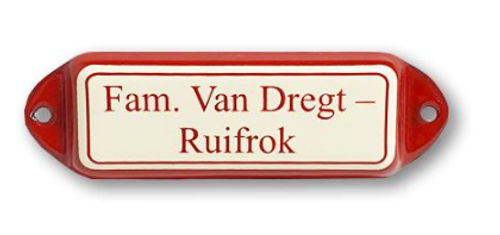 Emaille naambordjes model "OOR"