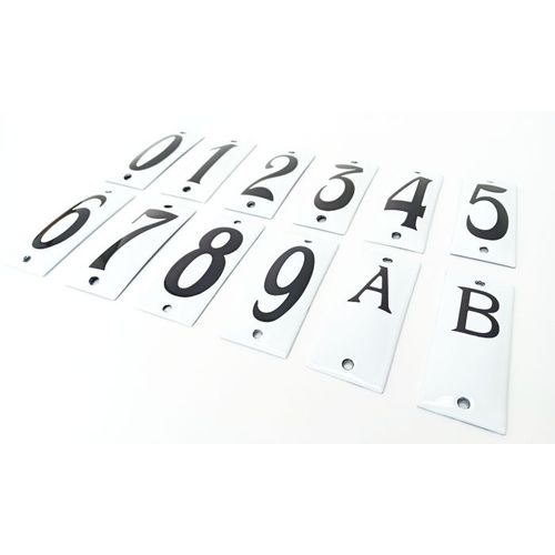 Emaille huisnummers blauw-wit  koppelbaar