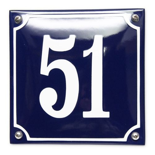 Huisnummer gebold met kader (blauw/wit)