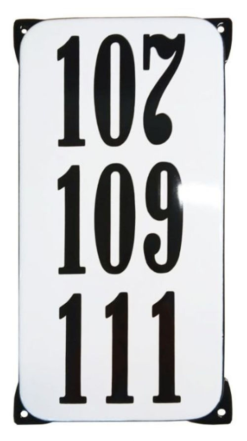 Emaille portiekwoning nummerbord