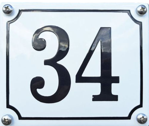 Emaille huisnummerbord met kader