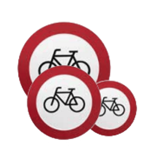 Pictogram Verboden te Fietsen | Geperst Aluminium | 3 Modellen