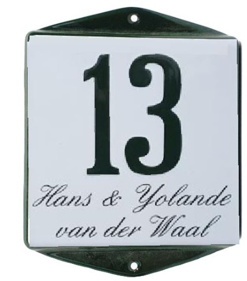 Emaille naamplaat combinatiebord Oor Model met Familienaam