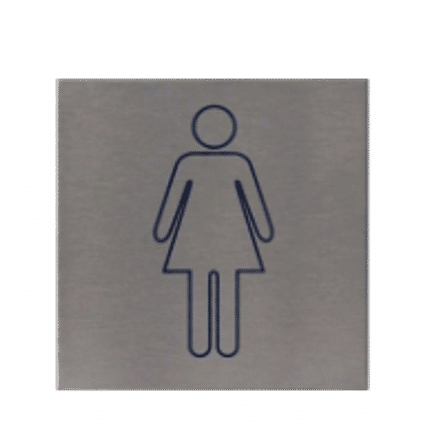 Vierkant Pictogram Dames Toilet | Aluminium RVS Look | Zelfklevend