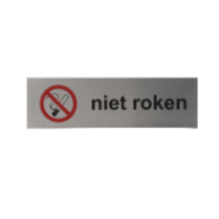 Niet Roken deurbordje | Aluminium | Zelfklevend | TekstPictogram