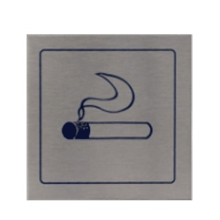 Vierkant Pictogram Roken Toegestaan | Aluminium RVS Look | Zelfklevend