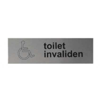 Deurbordje Toilet Invaliden | Zelfklevend Aluminium | Tekst/Pictogram