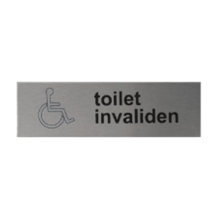 Deurbordje Toilet Invaliden | Zelfklevend Aluminium | Tekst/Pictogram