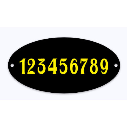 Ovale huisnummerbord geëmailleerd
