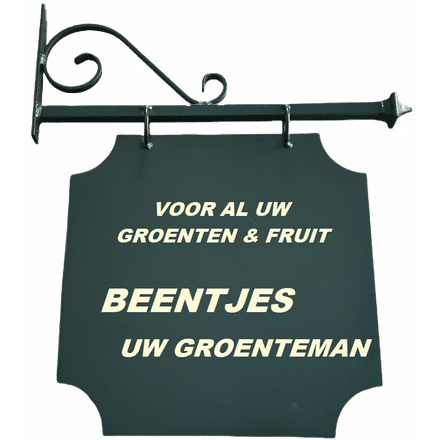 Uithangbord-bedrijfsbord Groen | Eigen ontwerp mogelijk | Diverse lettertypes | Twee kanten Tekst