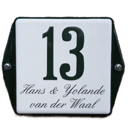 Emaille huisnummer en naam model oor