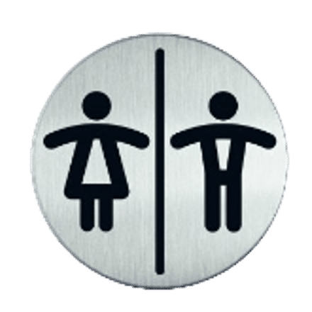 RVS pictogram Dames en Heren Toilet | RVS | Opdruk zwart | Lasertechniek | Zelfklevend