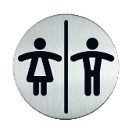 RVS pictogram Dames en Heren Toilet | RVS | Opdruk zwart | Lasertechniek | Zelfklevend