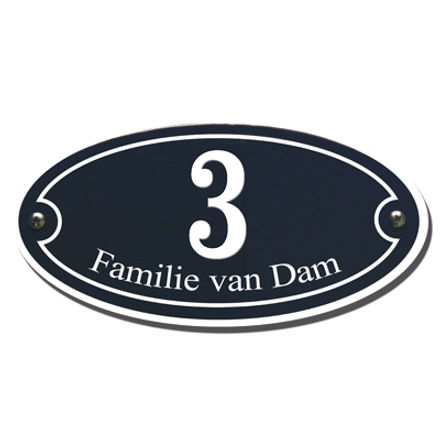 Combinatiebord met naam en husnummer ovaal
