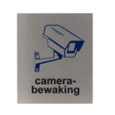 Pictogram Camera Bewaking | Aluminium RVS Look | Zelfklevend