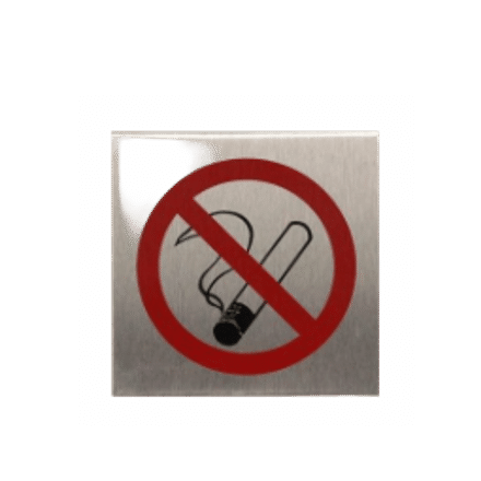 Vierkant Pictogram Roken Verboden | Aluminium Rvs Look | Zelfklevend