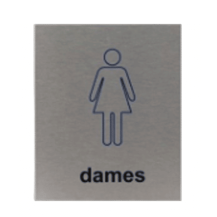 Pictogram Dames Toilet/WC .| Aluminium RVS Look | Zelfklevend