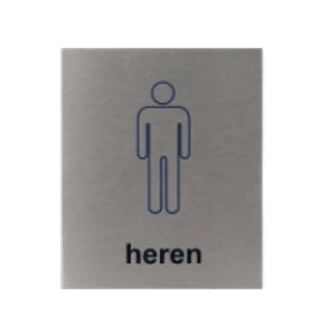 Pictogram Heren Toilet | Aluminium RVS Look | Zelfklevend